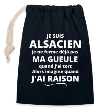 Alsace, Alsacien, Strasbourg - Sac cadeau en coton avec cordon (14 x 20 cm) - bleu marine - Devant
