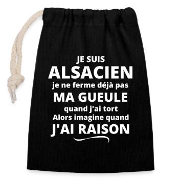 Alsace, Alsacien, Strasbourg - Sac cadeau en coton avec cordon (14 x 20 cm) - noir - Devant