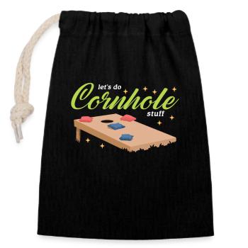 Cornhole Player Bean Bag Blind Hole Gift - Sac cadeau en coton avec cordon (14 x 20 cm) - noir - Devant