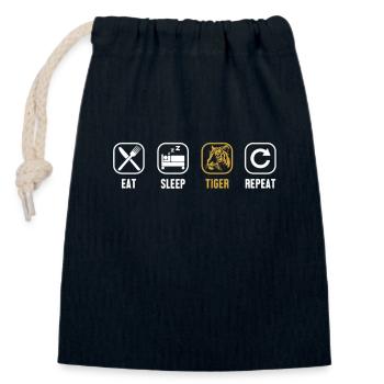 Eat Sleep Tiger Repeat Raubkatze Wildkatze - Verschließbarer Geschenkbeutel aus Baumwolle (14x20cm) - Navy - Vorne