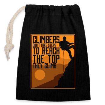 Les grimpeurs ne font pas de pas Grimpeurs de vitesse - Sac cadeau en coton avec cordon (14 x 20 cm) - noir - Devant