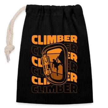 Climber Alpinklettern Sportklettern Speedklettern - Verschließbarer Geschenkbeutel aus Baumwolle (14x20cm) - Schwarz - Vorne