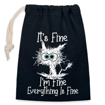 It's Fine I'm Fine Everything Is Fine Black cat - Verschließbarer Geschenkbeutel aus Baumwolle (14x20cm) - Navy - Vorne