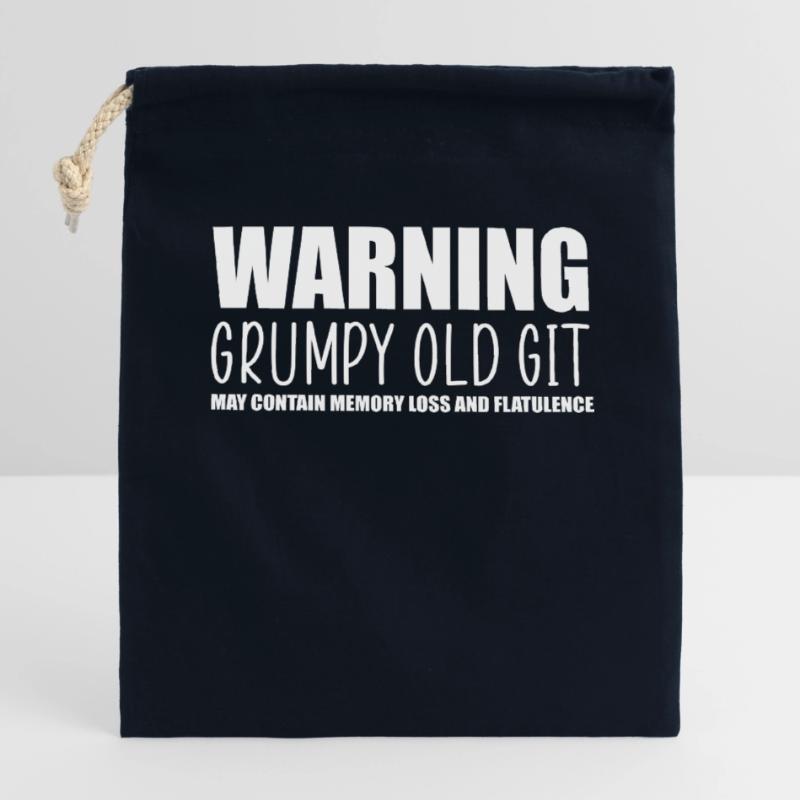 Warning grumpy old git Closable cotton gift bag (14x20cm)