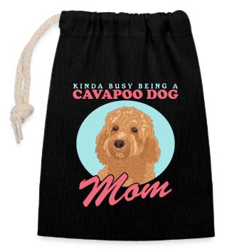Cavapoo Mom Dog Cavoodle Dog Owner Cadeau - Sac cadeau en coton avec cordon (14 x 20 cm) - noir - Devant