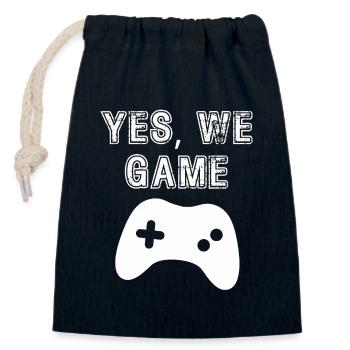 Yes we game! Unique style original humor - Closable cotton gift bag (14x20cm) - navy - Front