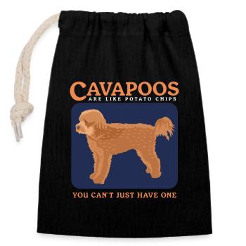 Cavapoo Dogs Cavoodle Dog Owner Cadeau - Sac cadeau en coton avec cordon (14 x 20 cm) - noir - Devant
