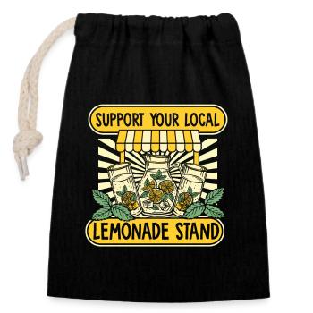 Support Your Local Lemonade Stand Limonade - Verschließbarer Geschenkbeutel aus Baumwolle (14x20cm) - Schwarz - Vorne