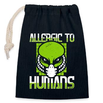 Allergique aux humains Ufo Conspiration Extraterrestre - Sac cadeau en coton avec cordon (14 x 20 cm) - bleu marine - Devant