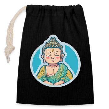 Buddha - Verschließbarer Geschenkbeutel aus Baumwolle (14x20cm) - Schwarz - Vorne