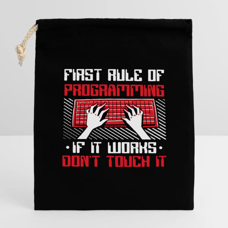 If It Works Don't Touch It Developer Coder Verschließbarer Geschenkbeutel aus Baumwolle (14x20cm)