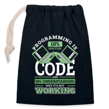 Programming 10% Writing 90% Not Working Coder - Verschließbarer Geschenkbeutel aus Baumwolle (14x20cm) - Navy - Vorne