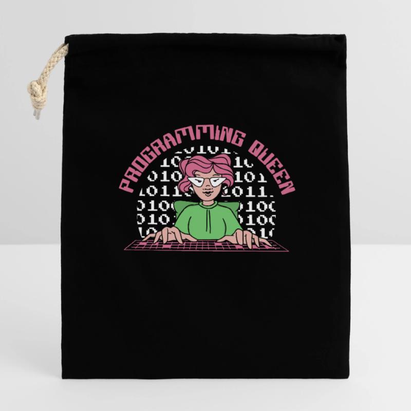 Programming Queen Software Developer Closable cotton gift bag (14x20cm)