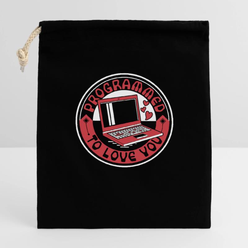 Programmed To Love You Developer Coder Verschließbarer Geschenkbeutel aus Baumwolle (14x20cm)