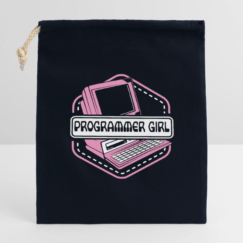 Programmer Girl Software Engineer Developer Closable cotton gift bag (14x20cm)