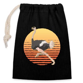 Oiseau d’autruche Autruche Amant Autruche Cadeau - Sac cadeau en coton avec cordon (14 x 20 cm) - noir - Devant