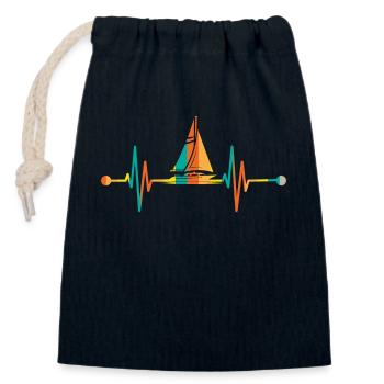 Segelboot Heartbeat Segelboot - Verschließbarer Geschenkbeutel aus Baumwolle (14x20cm) - Navy - Vorne