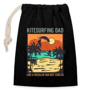 Kitesurfen Papa wie ein normaler Vater, aber cooler - Verschließbarer Geschenkbeutel aus Baumwolle (14x20cm) - Schwarz - Vorne
