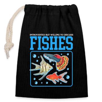 Aquarium Aquaristics Aquarist Ornamental Fish Gift - Closable cotton gift bag (14x20cm) - black - Front