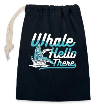 Whale Hello There Blue Beluga Cachalot Whale - Closable cotton gift bag (14x20cm) - navy - Front