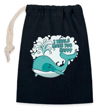 Je Baleine te rend heureux Béluga bleu Cachalot Baleine - Sac cadeau en coton avec cordon (14 x 20 cm) - bleu marine - Devant