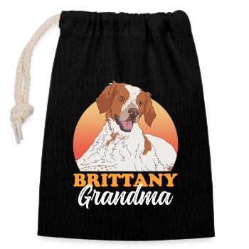 Bretagne Mamie Épagneul Breton Chiens Cadeaux - Sac cadeau en coton avec cordon (14 x 20 cm) - noir - Devant