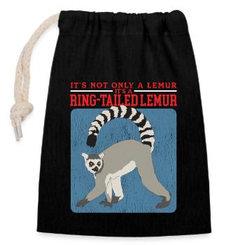 Lemur Ring-tailed lemurs Ringed Tail Lemure Gift - Closable cotton gift bag (14x20cm) - black - Front