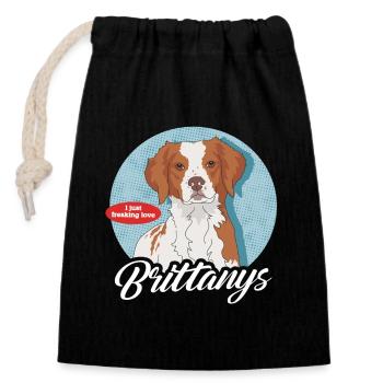 Bretagne Chiens Épagneul Breton Cadeau - Sac cadeau en coton avec cordon (14 x 20 cm) - noir - Devant