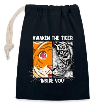 Awaken The Tiger Inside You Raubkatze Sibirischer - Verschließbarer Geschenkbeutel aus Baumwolle (14x20cm) - Navy - Vorne
