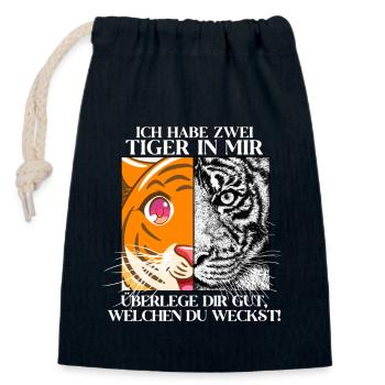Zwei Tiger In Mir Wildkatze Raubkatze Sibirischer - Verschließbarer Geschenkbeutel aus Baumwolle (14x20cm) - Navy - Vorne