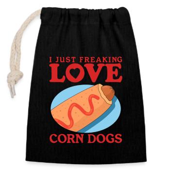 Corn Dog Corndog Corndogs Corn Dogs Gift - Closable cotton gift bag (14x20cm) - black - Front