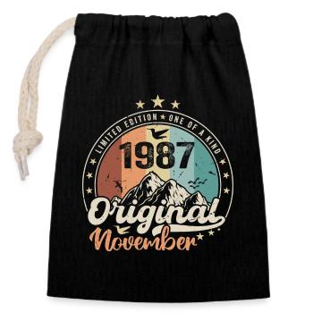 The Legends were born in November 1987 gift - Closable cotton gift bag (14x20cm) - black - Front