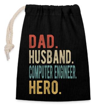 Ingénieur Informatique Papa Mari Héros - Sac cadeau en coton avec cordon (14 x 20 cm) - noir - Devant