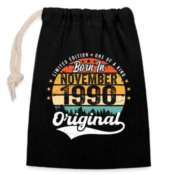 Legendary since November 1990 - 1990 - Closable cotton gift bag (14x20cm) - black - Front