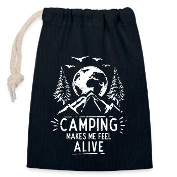 Le camping me fait me sentir vivant Tentes de camping - Sac cadeau en coton avec cordon (14 x 20 cm) - bleu marine - Devant