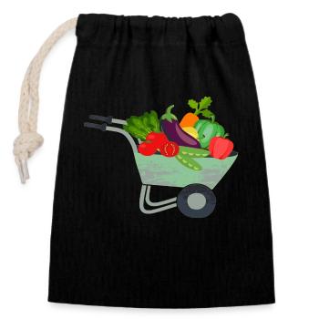 Vegetable Cart - Closable cotton gift bag (14x20cm) - black - Front