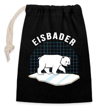 Eisbader Eisbär im Eisbad Winterbaden - Verschließbarer Geschenkbeutel aus Baumwolle (14x20cm) - Schwarz - Vorne
