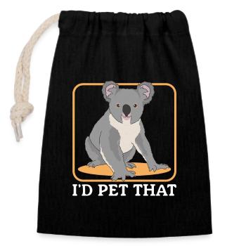 Koala Koalas Koala ours Koala ours cadeau - Sac cadeau en coton avec cordon (14 x 20 cm) - noir - Devant
