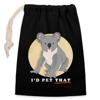 Koala Koalas | Koala ours Koala ours cadeau - Sac cadeau en coton avec cordon (14 x 20 cm) - noir - Devant