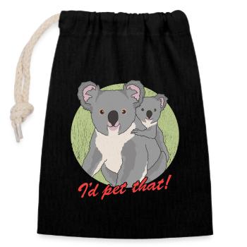 Koala Koalas Koala ours Koala ours cadeau - Sac cadeau en coton avec cordon (14 x 20 cm) - noir - Devant