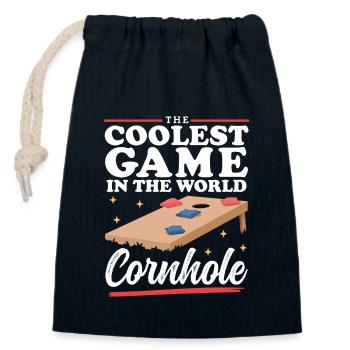Cornhole Spieler | Sackloch Bean Bag Geschenk - Verschließbarer Geschenkbeutel aus Baumwolle (14x20cm) - Navy - Vorne