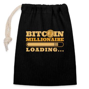 Bitcoin Millionaire Loading Blockchain Crypto - Verschließbarer Geschenkbeutel aus Baumwolle (14x20cm) - Schwarz - Vorne