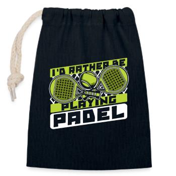 Je préfère jouer au padel paddleball - Sac cadeau en coton avec cordon (14 x 20 cm) - bleu marine - Devant