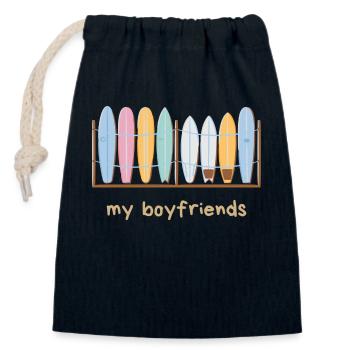 My Surfboard Boyfriends - Verschließbarer Geschenkbeutel aus Baumwolle (14x20cm) - Navy - Vorne