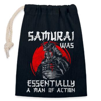 Japan Aikido Warrior Katana - Closable cotton gift bag (14x20cm) - navy - Front