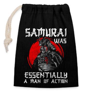 Japan Aikido Warrior Katana - Closable cotton gift bag (14x20cm) - black - Front