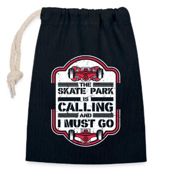 Skate Park Is Calling And I Must Go Skaterboy - Closable cotton gift bag (14x20cm) - navy - Front