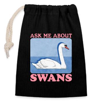 Swans Swans Swan Lover Gift - Closable cotton gift bag (14x20cm) - black - Front