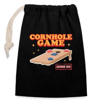 Cornhole joueur Bean Bag Blind Hole cadeau - Sac cadeau en coton avec cordon (14 x 20 cm) - noir - Devant