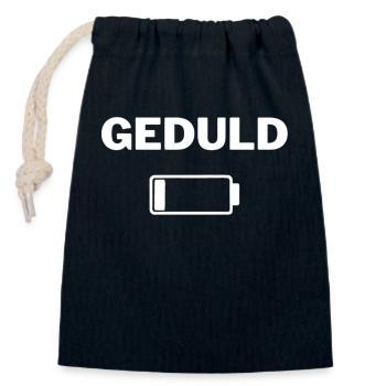 Geduld - Akku - Verschließbarer Geschenkbeutel aus Baumwolle (14x20cm) - Navy - Vorne